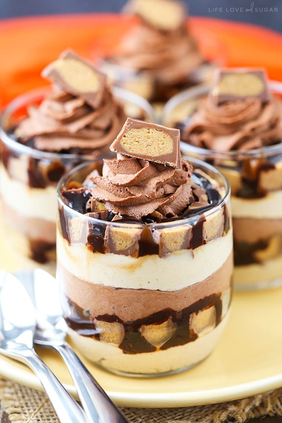 Mini Reeses Chocolate Peanut Butter Cheesecake Trifles