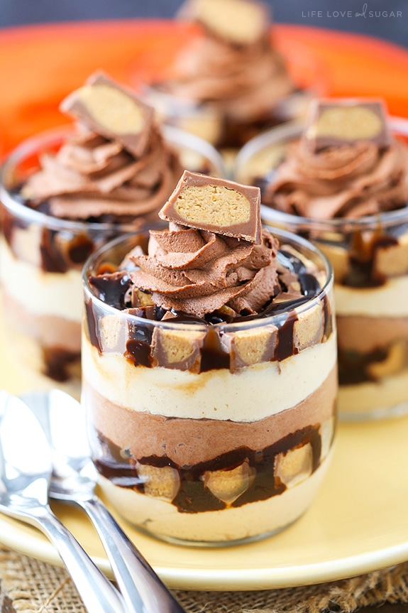 Mini Reeses Chocolate Peanut Butter Cheesecake Trifles