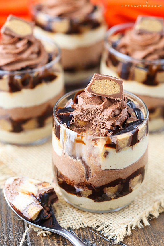 Mini Reeses Chocolate Peanut Butter Cheesecake Trifles