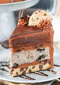 slice of Oreo Brookie Layer Cake