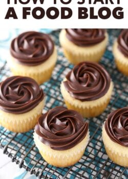 How to Start a Food Blog with chocolate frosted cupcakes