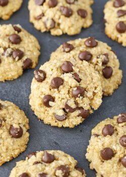 close up image of Gluten and Dairy Free Oatmeal Chocolate Chip Cookies