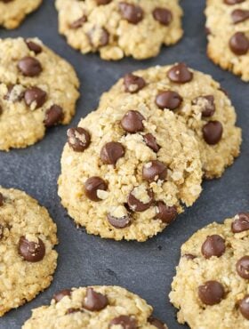 close up image of Gluten and Dairy Free Oatmeal Chocolate Chip Cookies