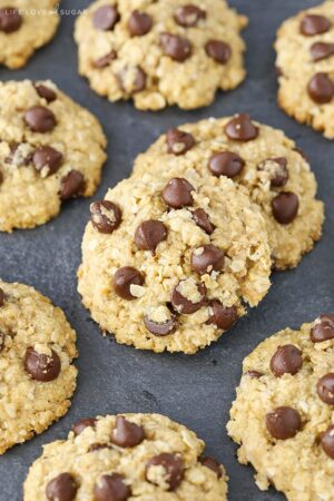close up image of Gluten and Dairy Free Oatmeal Chocolate Chip Cookies