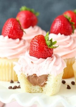 close up image of the inside of Neapolitan Cupcakes