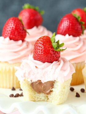 close up image of the inside of Neapolitan Cupcakes