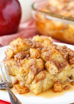 slice of Overnight Cinnamon Apple French Toast Casserole