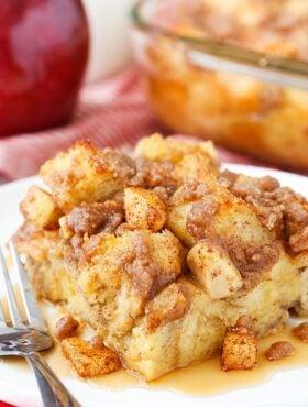 slice of Overnight Cinnamon Apple French Toast Casserole