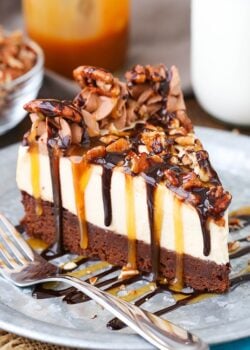 image of Turtle Brownie Cheesecake slice