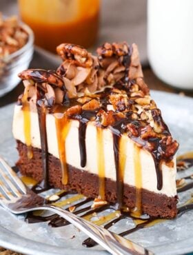 image of Turtle Brownie Cheesecake slice