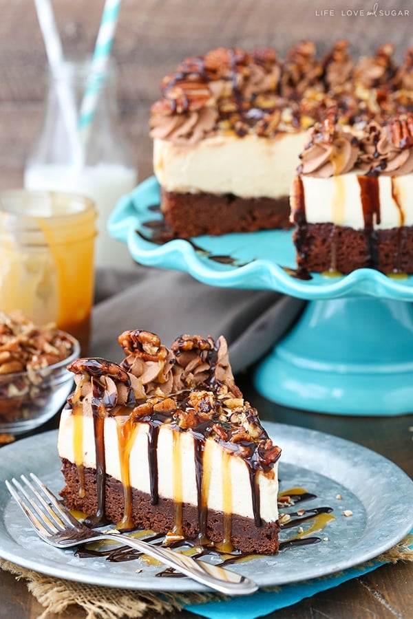 Homemade Turtle Brownie Cheesecake