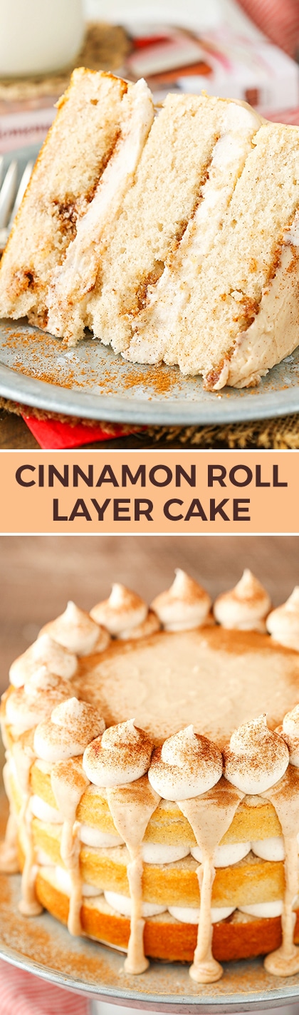 Cinnamon Roll Layer Cake! So much cinnamon! Perfect fall dessert!