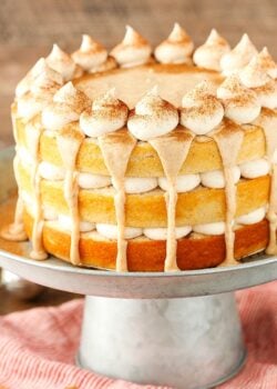 Image of Cinnamon Roll Layer Cake on cake stand