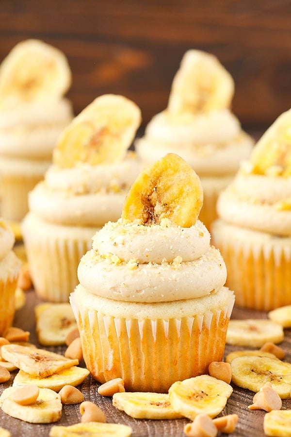 Moist fluffy Peanut Butter Banana Cupcakes