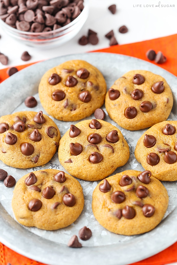 A Circle of Pumpkin Spice Chocolate Chip Cookies with One in the Center