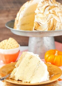 image of No Bake Pumpkin Spice Baked Alaska on plate