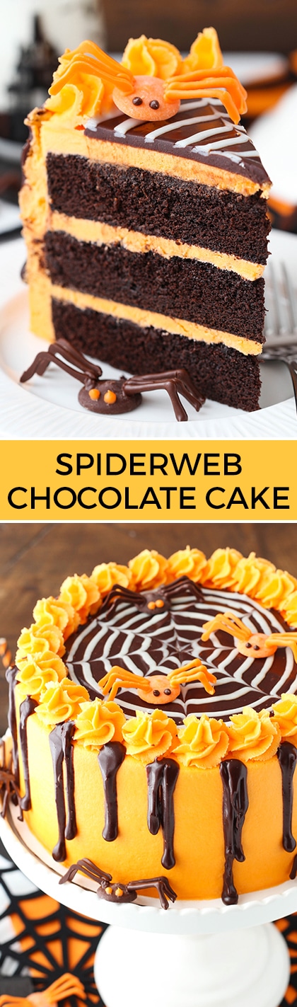 Spiderweb Chocolate Cake with Vanilla Frosting! So fun for Halloween!