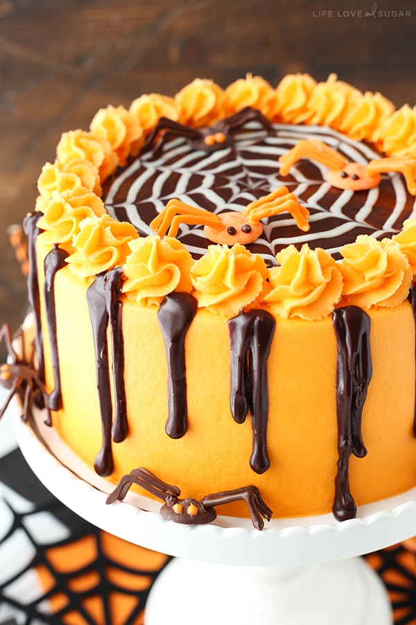 Decorated Spiderweb Chocolate Cake