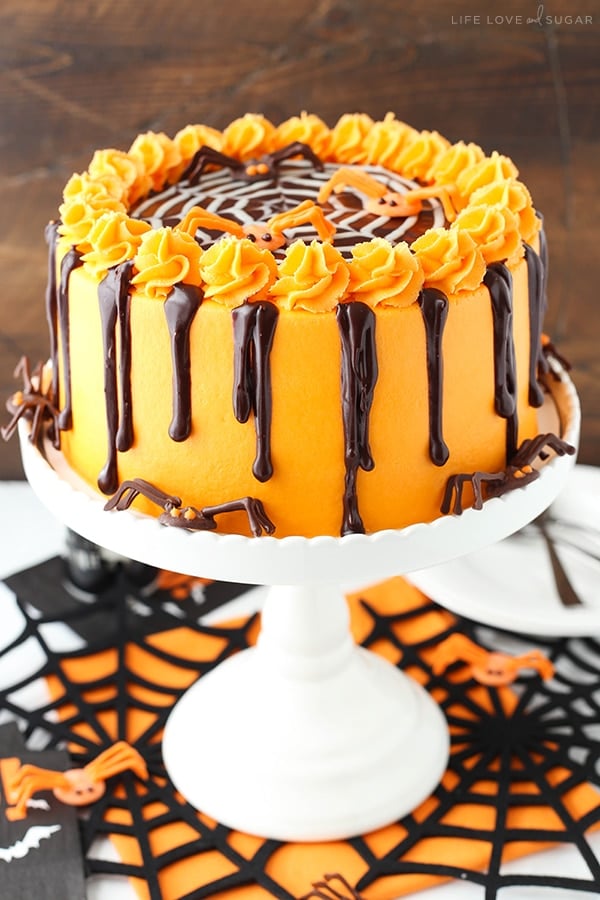 Homemade Halloween Spiderweb Chocolate Cake recipe