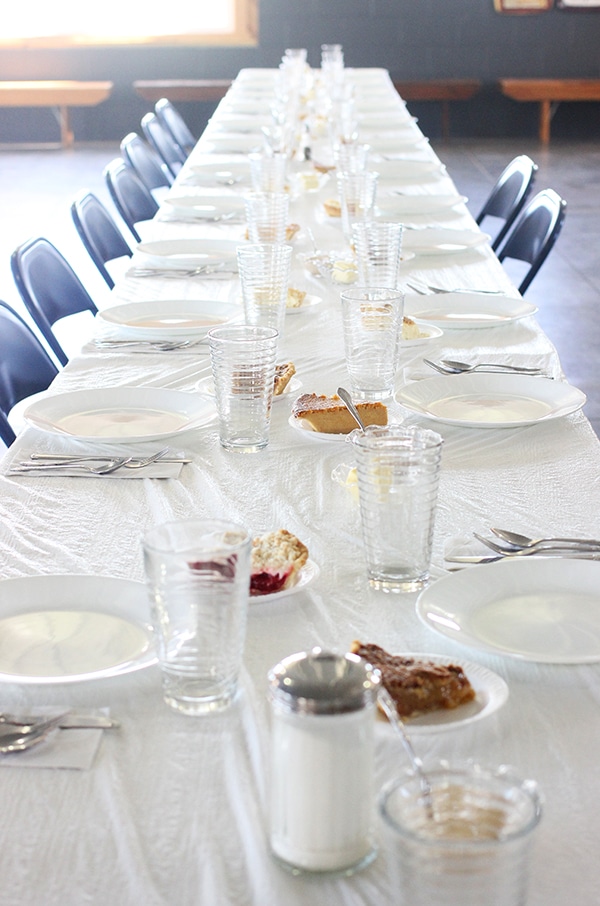 The Tablescape at Clardale Farms with Slices of Pie on the Table