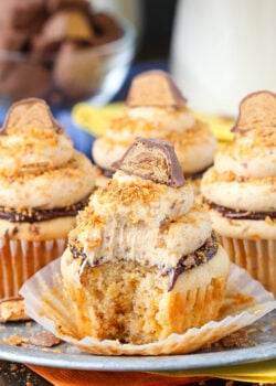 Butterfinger Cupcake with bite taken out