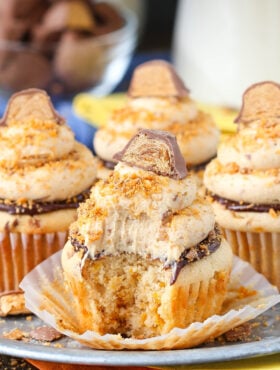 Butterfinger Cupcake with bite taken out