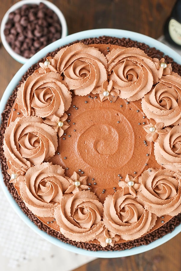 Guinness Chocolate Mousse Cake overhead view