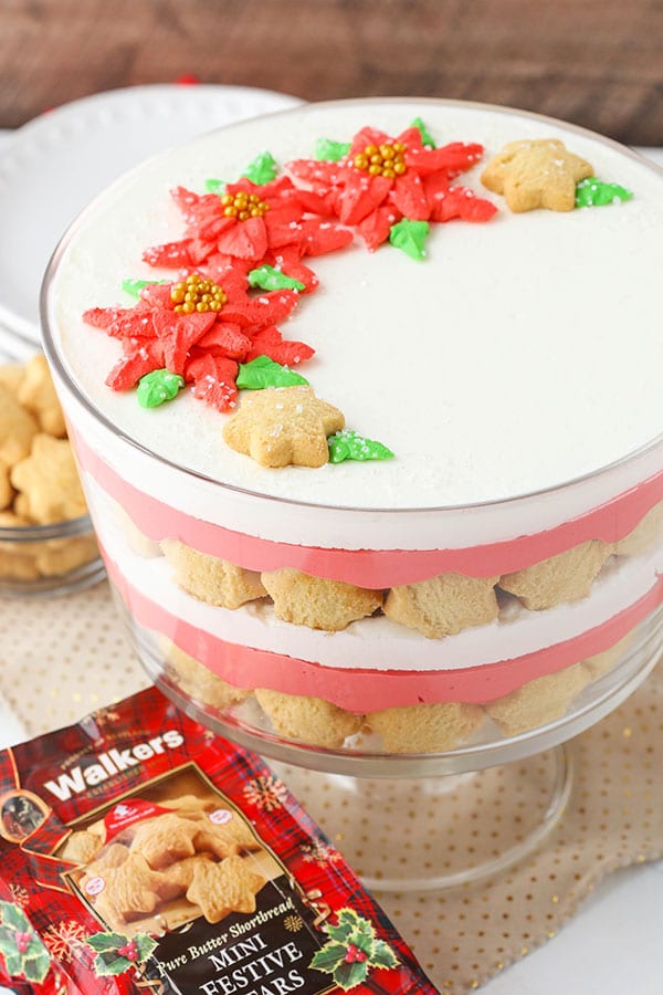 Red Velvet Shortbread Trifle holiday dessert