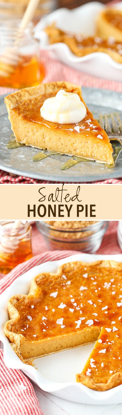 Salted Honey Pie - An easy custard pie that tastes like caramel and honey! So good!