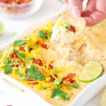 Bacon Cheddar Beer Cheese Dip in dish