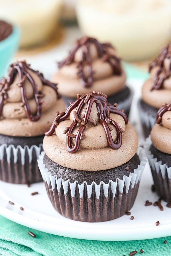 Easy Baileys Cupcakes with chocolate ganache