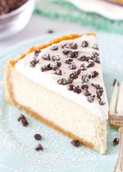 overhead image of Cannoli Cheesecake slice