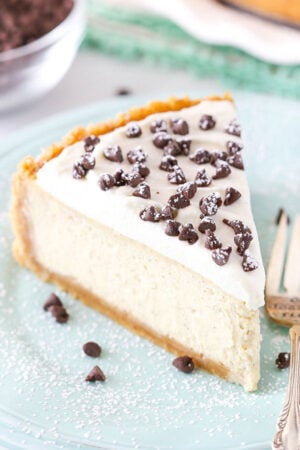 overhead image of Cannoli Cheesecake slice