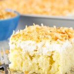 slice of Coconut Poke Cake