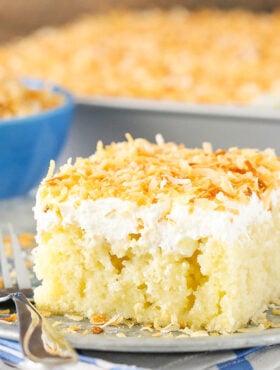 slice of Coconut Poke Cake