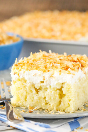 slice of Coconut Poke Cake