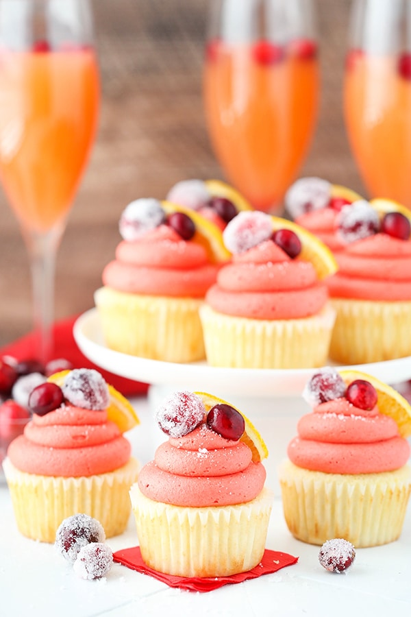 Cranberry Mimosa Cupcakes + Champagne Frosting
