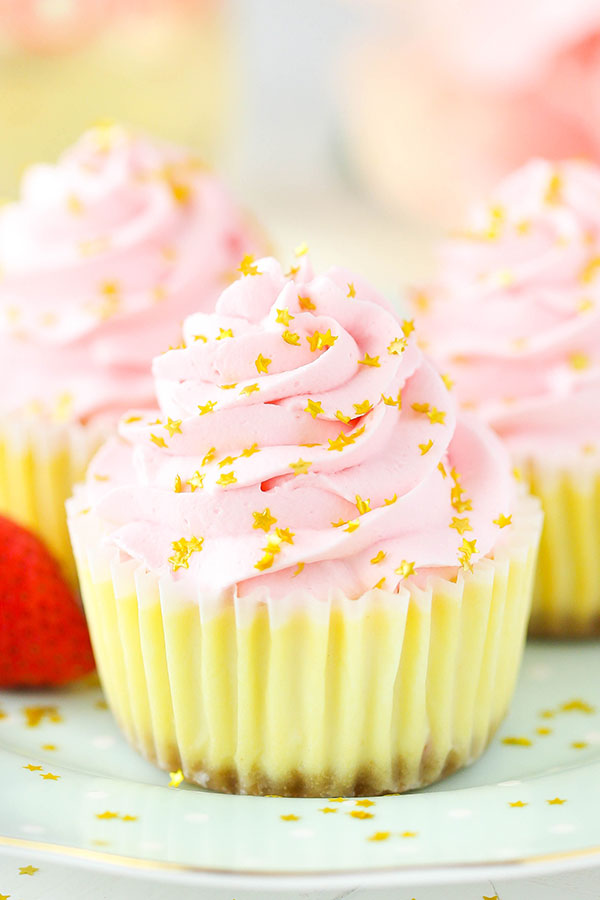 Mini Strawberry Champagne Cheesecakes