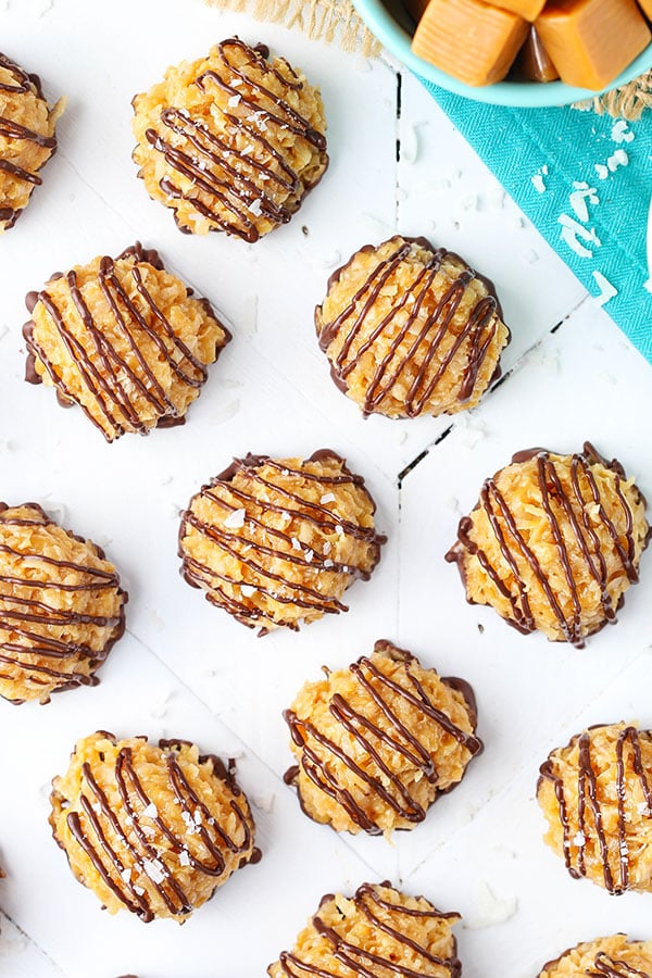 No Bake Salted Caramel Coconut Macaroons overhead view