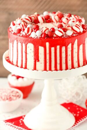 full image of Peppermint Chip Layer Cake on cake stand