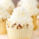 close up image of Almond Amaretto Cupcake