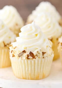 close up image of Almond Amaretto Cupcake