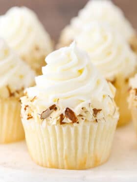 close up image of Almond Amaretto Cupcake