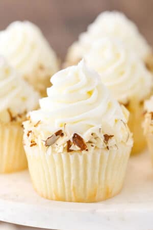 close up image of Almond Amaretto Cupcake