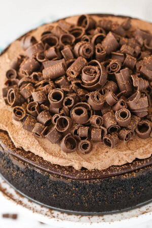 overhead image of Chocolate Lovers Cheesecake