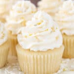 image of Easy Moist Vanilla Cupcakes close up