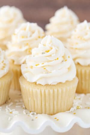 image of Easy Moist Vanilla Cupcakes close up