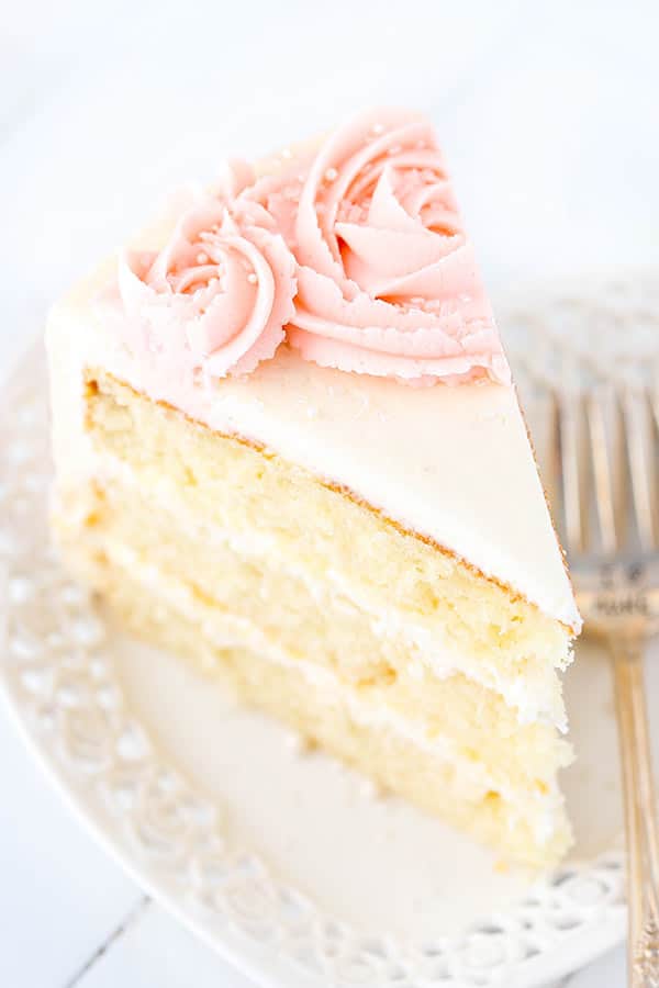 Rose Water Vanilla Layer Cake slice