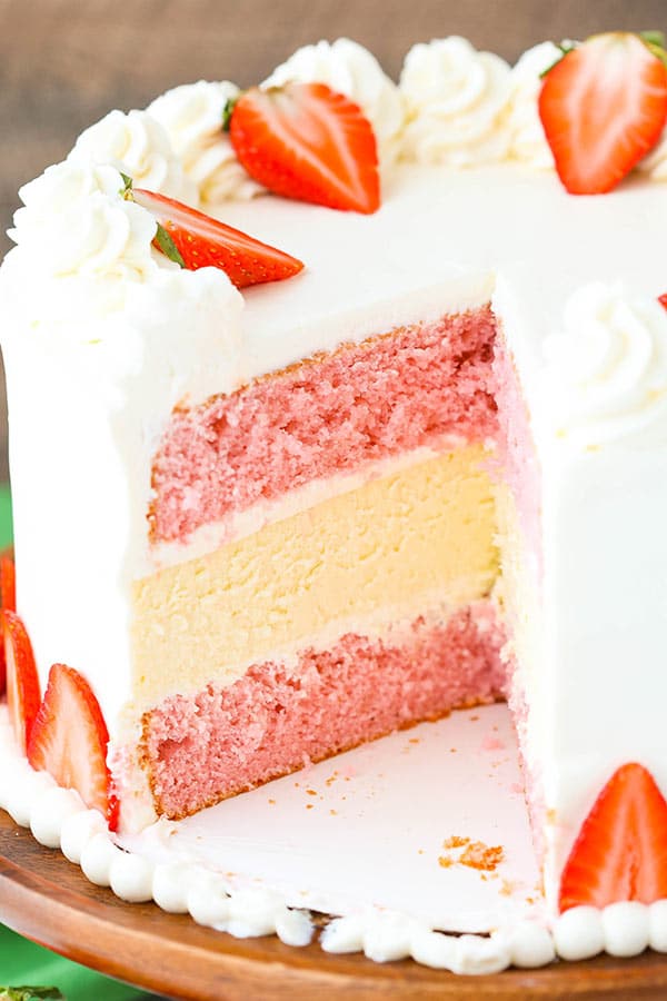 Best Strawberries and Cream Cheesecake Cake