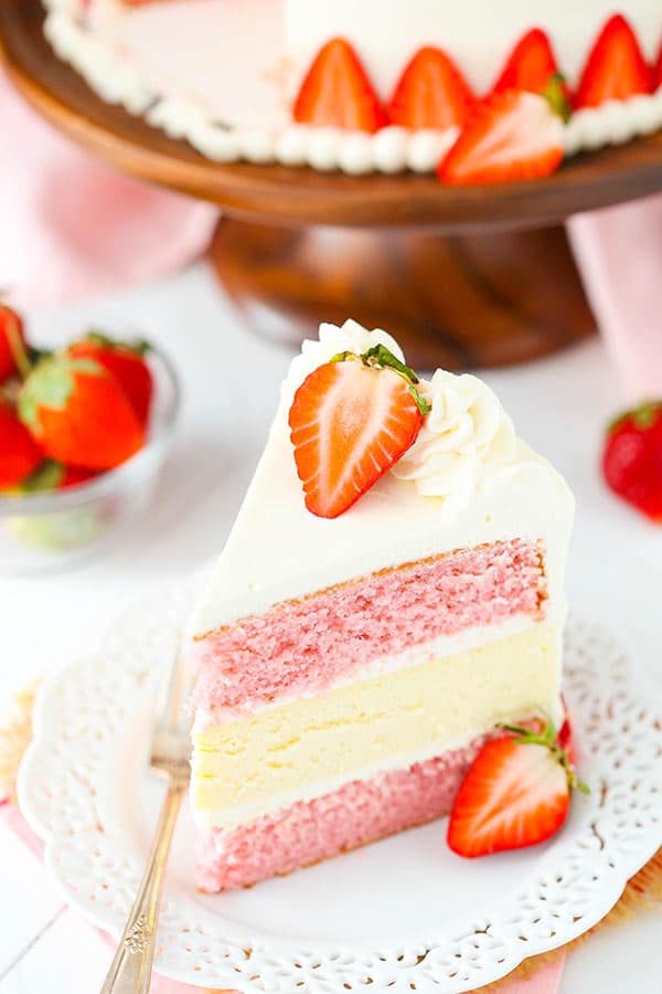 Homemade Strawberries and Cream Cheesecake Cake